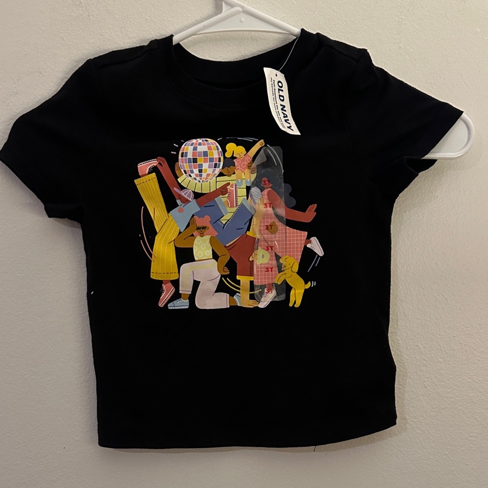 Old Navy Kids Black Tee with Colorful Graphic